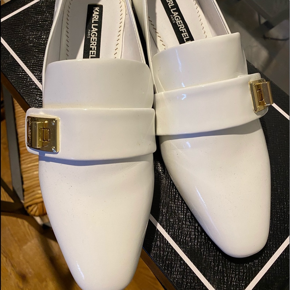Karl Lagerfeld White Nelia Loafers